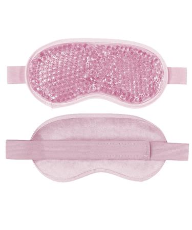 Cooling Eye Mask Gel Eye Mask for Puffy Eyes Reusable Therapy Gel Eye Mask Hot Cold Dual-use Cold Eye Mask for Dry Eyes Dark Circles Eye Bags Sleep Gel Beads Eye Mask (Pink)
