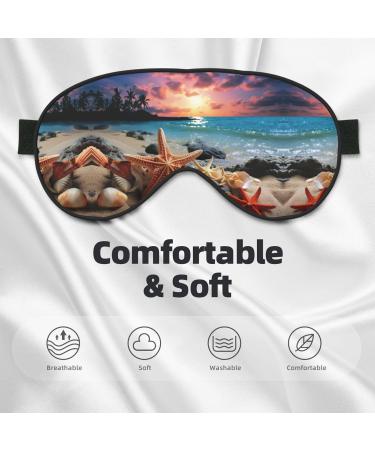 Starfish & Coral Beach Print Eye Mask - Unisex Soft Comfort Sleep Shade for Travel Yoga & Shift Work - Buy Online on GoSupps.com
