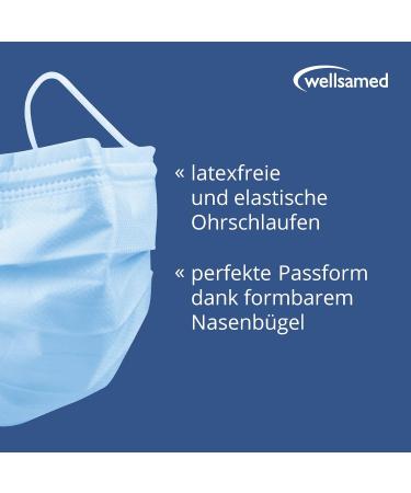 Buy Wellsamed Wellsamask Surgical Masks - Disposable 3-Layer 50-Pack Blue CE/EN 14683 Type IIR | International Shipping Available - Buy Online on GoSupps.com
