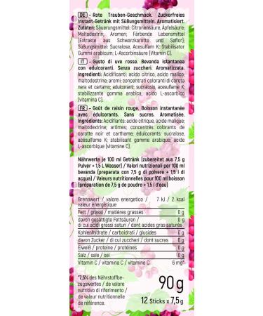 Buy Intick Sugar-Free Instant Drink - Red Grape | Vegan Low Calorie Vitamin C Powder | 12 x 1.5L Pack - Buy Online on GoSupps.com