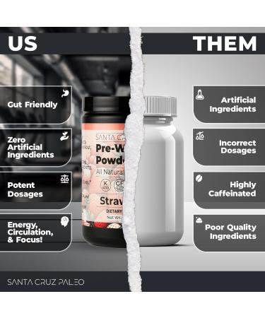 Santa Cruz Paleo Natural Pre Workout Powder with Electrolytes Magnesium 30 Servings - Strawberry - 13.4 Oz - Buy Online on GoSupps.com