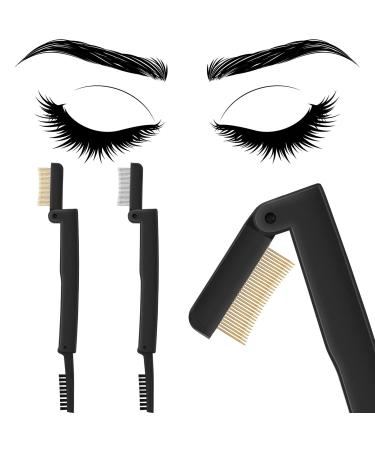 2 Pieces Eyelash Comb Curlers Folding Eyelash Brush Eyebrow Comb Brushes Mascara Comb Applicator Lash Grooming Brush Tool Women Beauty Makeup Tool for Shaping Lash and Brow - Buy Online on GoSupps.com