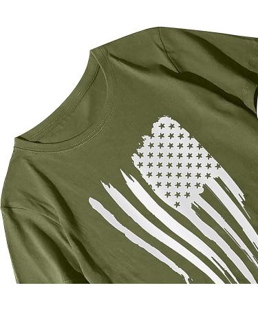 4th of July Patriotic Shirt Women's American Flag Crewneck Top - Army Green XL - Buy Online on GoSupps.com