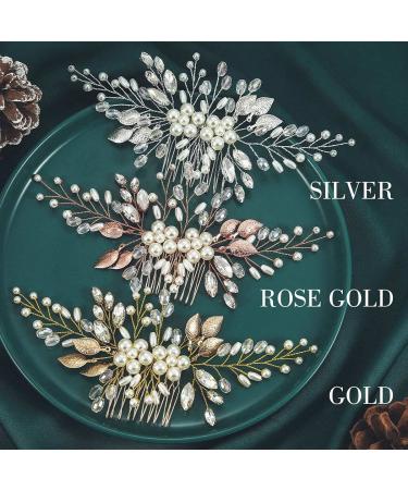 Yean Bride Leaf Pearl Wedding Hair Comb - Rhinestone Hair Accessories (Silver) - Buy Online on GoSupps.com