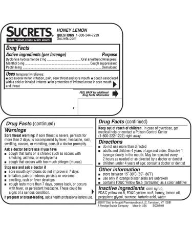 Buy Sucrets Sore Throat & Cough Lozenges - Honey Lemon (18 Count Pack of 2) | Fast International Shipping - Buy Online on GoSupps.com