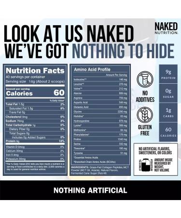 NAKED Vanilla Collagen Peptides 19.4oz (25 Servings) Vanilla Collagen Coffee Creamer (40 Servings) Grass-Fed Pasture-Raised Non-GMO Gluten-Free Dairy-Free - Buy Online on GoSupps.com