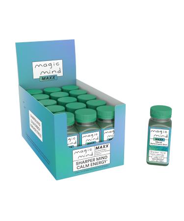 Magic Mind MAXX Energy and Focus Drink Shots - Stress Relieving No Jitters Ashwagandha Vitamin B12 Vitamin C Matcha Green Tea Functional Mushrooms 165mg Caffiene - 2 FL Oz (15 Pack)