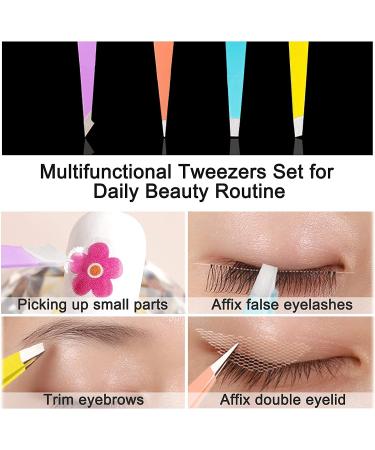 Stainless Steel Precision Tweezers Set for Ingrown Hair Removal and Lash Extensions - 4 Piece Kit with Leather Case - Ideal Women's Gift - Buy Online on GoSupps.com