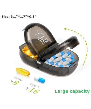 XL Weekly Pill Organizer - 7 Day AM PM Pill Box with Large Opening | Easy-Fill Black Medication Case for Supplements & Vitamins | International Shipping - Buy Online on GoSupps.com