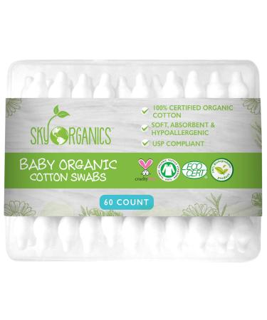 Sky Organics Baby Organic Cotton Swabs 60 Count