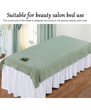 Verdant Touch Soft Cotton Bed Sheet Cover for Beauty Salons & Spas - Facial Hole 183.9 x 78.9 cm Green - Buy Online on GoSupps.com
