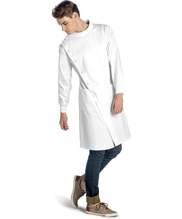 Dr. James Professional Lab Coat - Howie Style, Classic Fit, Mandarin Collar, Cuffed Sleeves, Unisex - White 43 Inch Length, X-Small - Buy Online on GoSupps.com