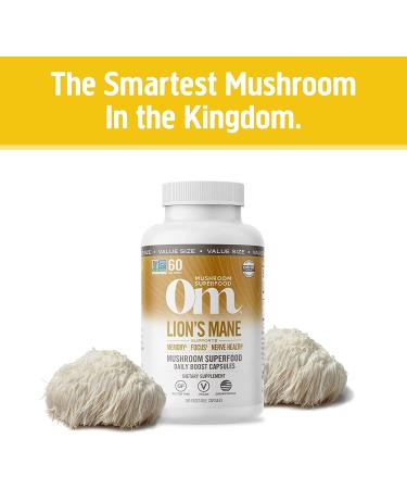 Om Mushrooms Lion's Mane Superfood - 667mg, 180 Vegan Capsules for Cognitive Health - Buy Online on GoSupps.com