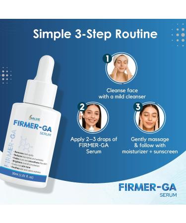 Firmer-GA Serum with Glutathione Alpha Arbutin Niacinamide & Hyaluronic Acid for Smooth and Balanced Skin 30ml / 1.01 Fl Oz - Buy Online on GoSupps.com