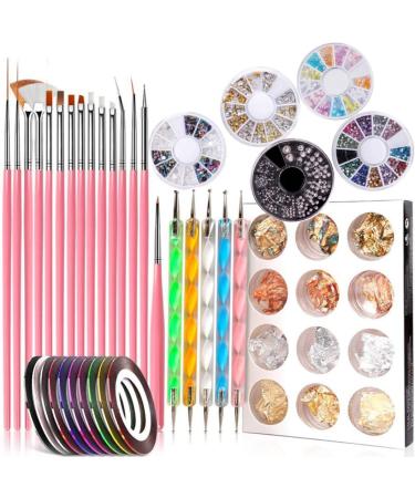 Nail Art Tools Nail Painting Brushes Dotting Pens Designers Manicure Tapes Pink Kit Nail Painting Brushes Dotting Tools