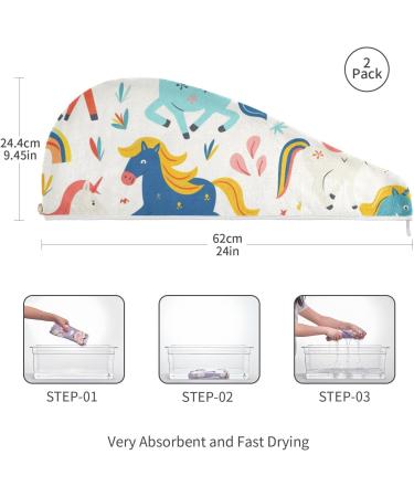 Running Horses Hair Towel 2 Pack - Super Absorbent Quick Dry Hair Turbans for Women & Girls - Buy Online on GoSupps.com