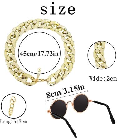 Retro Cat Sunglasses with Rose Gold Chain - UV Protection Small Cat Glasses for Photos & Pet Decor - Buy Online on GoSupps.com