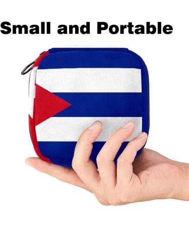 Menstrual Pad Bag with Zipper - Ladies Napkin Pouch & Tampons Collection Bag for Women & Girls (Cuba Flag Design) - Buy Online on GoSupps.com