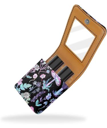 Travel Lipstick Organizer Case - Portable Makeup Bag with Mirror | Fruit Flower Plant Mushroom Design - Buy Online on GoSupps.com