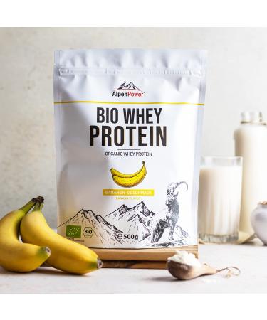 Alpenpower Bio Whey Protein Banana 500g | 100% Natural Additive-Free CFM Protein Powder | Premium Organic Alpine Milk - Buy Online on GoSupps.com