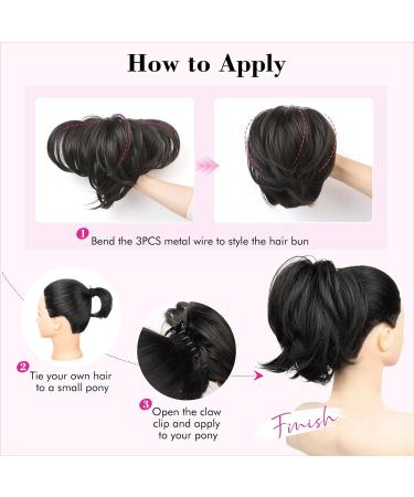REECHO Messy Bun Hair Piece Claw Clip Short Ponytail Extension - Black Brown - Buy Online on GoSupps.com