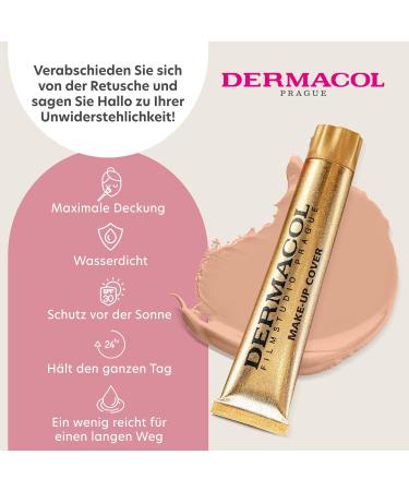Dermacol Full Coverage Foundation - Matte Liquid Makeup with SPF 30 | Waterproof for Oily Skin & Acne Long-Lasting Color 211 30g - Buy Online on GoSupps.com