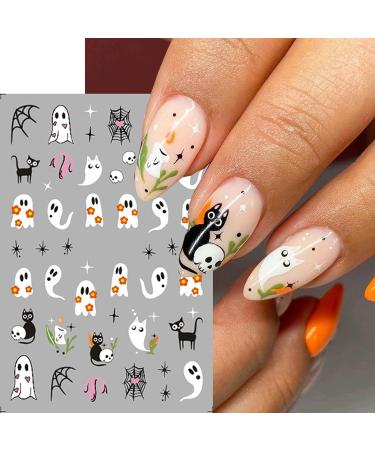 Halloween Nail Art Stickers - 6PCS Self-Adhesive Cute Decals | Bat Pumpkin Spider & Ghost Designs for Women & Girls - DIY Decoration Supplies - Buy Online on GoSupps.com