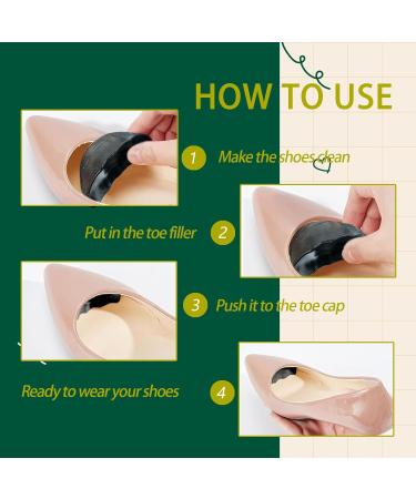 Shoe Fillers for Loose Shoes - Anti-Slip Toe Inserts for Perfect Fit | 2 Pairs Black - Buy Online on GoSupps.com