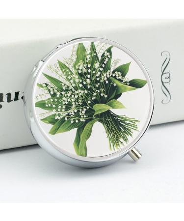 Portable 3 Compartment Pill Box - Travel Pill Organizer with Green Stems Design | Small Medicine Case for Purse & Handbag - Buy Online on GoSupps.com