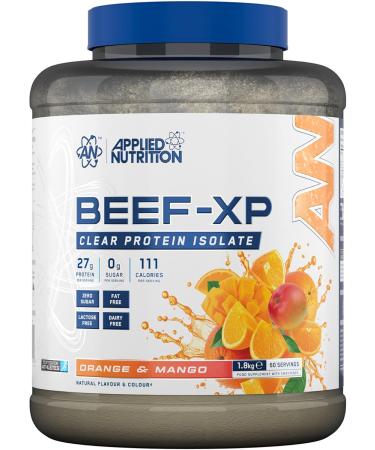 Applied Nutrition Beef XP - Clear Hydrolysed Beef Protein Isolate Fruit Juice Style Dairy Free Beef Protein Powder Lactose Free Zero Sugar Low Fat 1.8kg - 60 Servings (Orange & Mango) Orange & Mango 1.8 kg (Pack of 1)