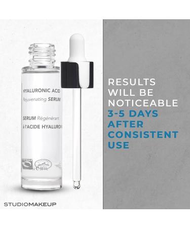 STUDIOMAKEUP Hyaluronic Acid Serum for Face & Neck - 30ml Rejuvenating HA Serum for Younger Looking Skin - Hydrating Face Serum for Women - Suitable for All Skin Types - 1 Fl Oz - Buy Online on GoSupps.com