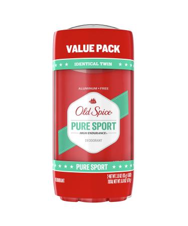 Old Spice Aluminum Free Deodorant for Men High Endurance Pure Sport Scent 3.0 oz (Pack of 2) Pure Sport 3 Ounce (Pack of 2)