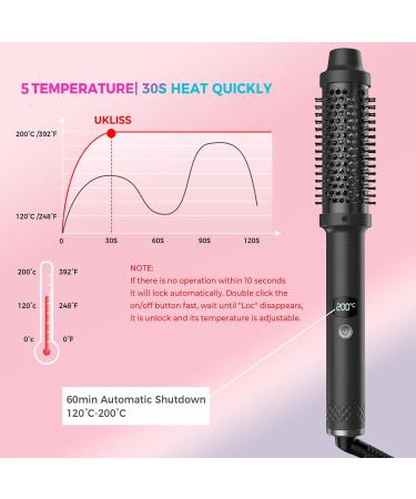 Thermal Brush Ukliss Curling Brush 3 in 1 Heated Round Brush Double PTC 30S Fast Heat Up Hot Brush Dual Voltage Ideal for Travel Straightening Curling Heat Brush for Hair Styling (Black) - Buy Online on GoSupps.com