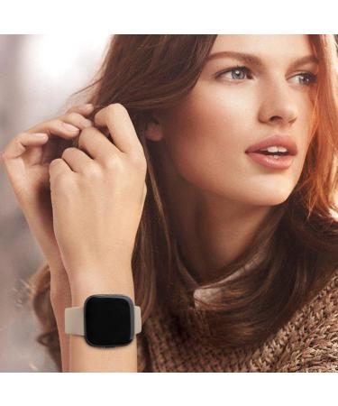 Oumida Fitbit Versa 2 & Versa Silicone Bracelet - Classic Sports Replacement in Milk Tea Color for Men & Women - Buy Online on GoSupps.com