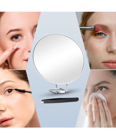 Suupvaor 6 20x Magnification Travel Mirror with Suction Cups | Large Pink Makeup Mirror & Tweezers Set | Compact & Magnificent Design - Buy Online on GoSupps.com