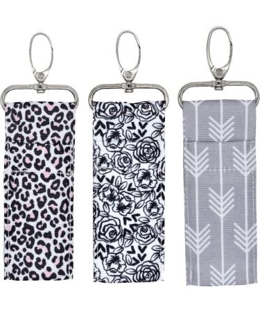  Wudaizhi 3pcs Lip Balm Bag Chapstick Bag Keyring Colourful Print Redistick Bag with Buckle for Women - Buy Online on GoSupps.com