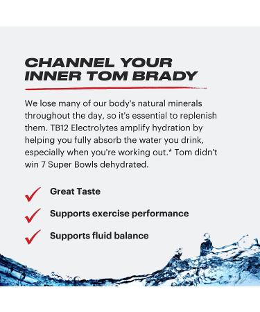 TB12 Electrolyte Supplement Powder - Fast Hydration by Tom Brady | Natural, Low Sugar, Low Calorie, Vegan | Magnesium, Sodium, Potassium, Zinc | Fruit Punch Flavor | 15 Count - Buy Online on GoSupps.com