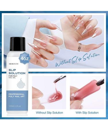 Morovan Poly Gel Slip Solution 120ml - Anti-Stick Extension Nail Liquid for Easy DIY Poly Gel Nails with Brush Cap - Buy Online on GoSupps.com