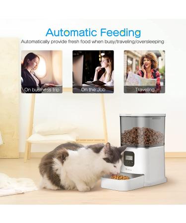 isYoung Automatic Cat Feeder  Smart Pet Food Dispenser for Cats Dogs - Voice Recorder  Portion Control 1-4 Meals Per Day  Dual Power Supply & Clog-Free Design with Stainless Steel Bowl 6L - Buy Online on GoSupps.com