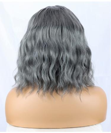 SYMEIW Short Silver Grey Wavy Headband Wig for Black Women - Curly Half Wig with Attached Headband - Synthetic Turban Wrap Wigs in Gray - Buy Online on GoSupps.com