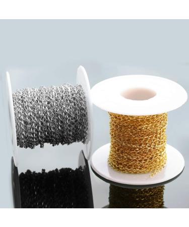33FT Gold/Silver Twisted Cable Chains Stainless Steel Necklace Jewelry Chains Extender Link Bulk (2.0mm Width) - Ideal for Jewelry Making - Buy Online on GoSupps.com