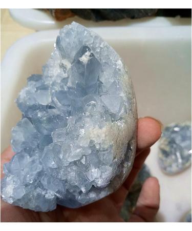390g Natural Rough Blue Crystal geode Cluster Specimen raw Gemstone Quartz Hole Cluster fengshui Decor Crystal Cluster - Buy Online on GoSupps.com