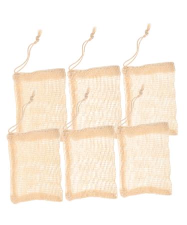 NULYLU 6pcs Soap Bag Exfoliating Soap Pocket Soap Mesh Pouch Soap Holder Bag Bar Soap Holder Ramie Beige