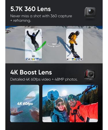 Insta360 ONE RS Twin Edition: Waterproof 4K Action Camera with Interchangeable Lenses, Stabilization, 48MP Photo, AI Editing | Get-Set Kit - Buy Online on GoSupps.com