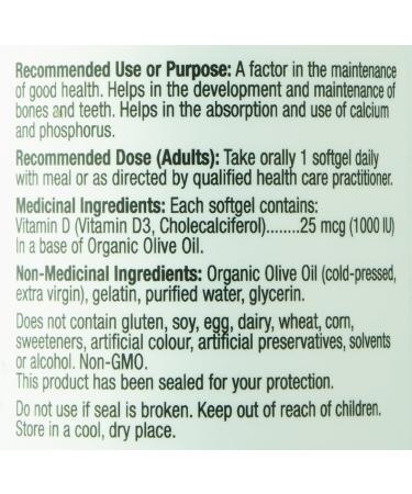 Prairie Naturals Vitamin D3 Cholecalciferol 1 000 IU in Organic Extra-Virgin Olive Oil Softgel - 180 Count 180 count (Pack of 1) - Buy Online on GoSupps.com