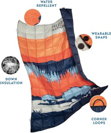 National Park Foundation Premium Puffy Camping Blanket | 650 Fill Power | Water-Resistant | Yellowstone Down - Buy Online on GoSupps.com