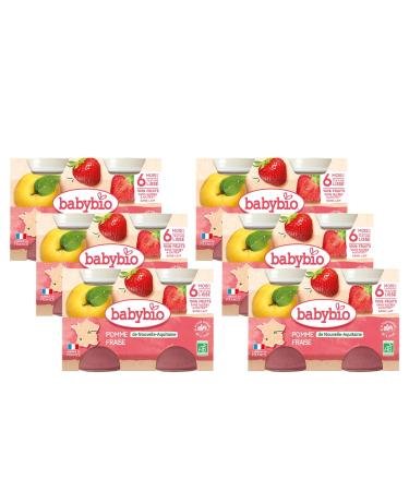 Babybio - Petits Pots Pomme d'Aquitaine Fraise 2x130 g - PACK of 6 - 6 Months - ORGANIC