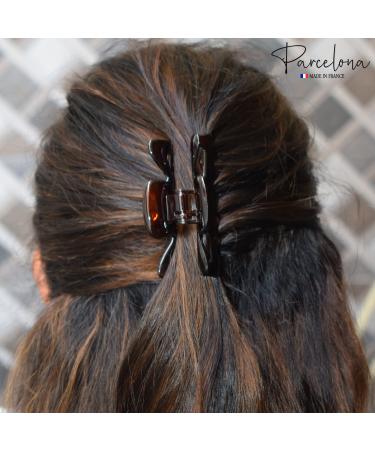 Parcelona French Classic Tortoise Shell Brown Celluloid Jaw Claw Hair Clip for Women - Made in France - Buy Online on GoSupps.com