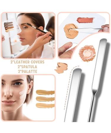 6-Pack Korean Makeup Spatula Set with Stainless Steel Spatulas, Leather Covers, and Clear Palettes - Professional Picasso Makeup Foundation Tool for Mixing and Application - Buy Online on GoSupps.com