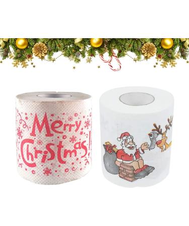 NUOBESTY Printed Paper Towels 2 Roll Christmas Toilet Paper Roll Tissue Napkin Santa Merry Christmas Pattern for Xmas Party Supplies Bathroom Decoration Stocking Stuffer Treats - Buy Online on GoSupps.com